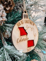 Load image into Gallery viewer, First Christmas In New State, Moving States Ornament
