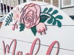 Load image into Gallery viewer, Floral Nursery Round, Baby Girl Nursery Decor, Custom Name, Personalized, Roses
