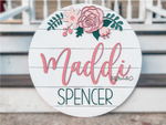 Load image into Gallery viewer, Floral Nursery Round, Baby Girl Nursery Decor, Custom Name, Personalized, Roses
