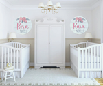 Load image into Gallery viewer, Floral Nursery Round, Baby Girl Nursery Decor, Custom Name, Personalized, Roses
